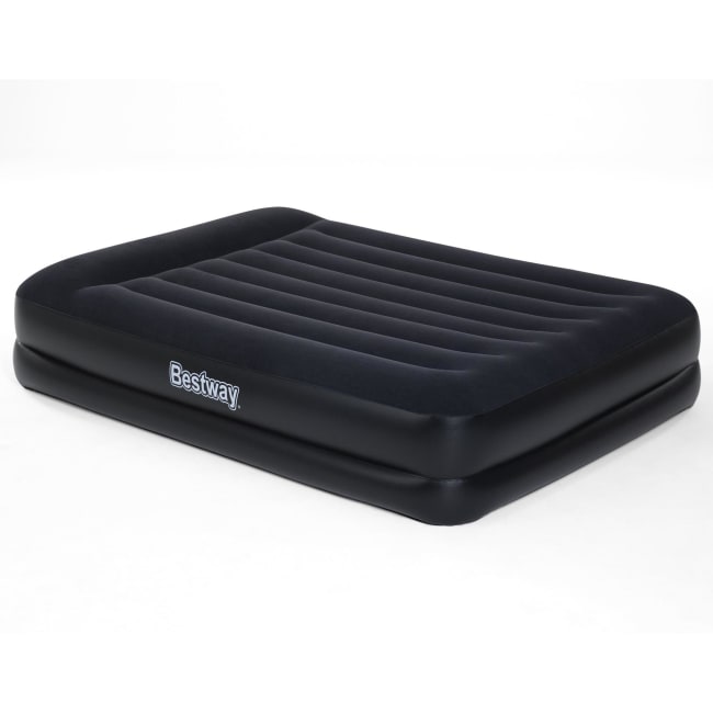 Luftmadrass dobbel blå med pumpe 203x152x46cm