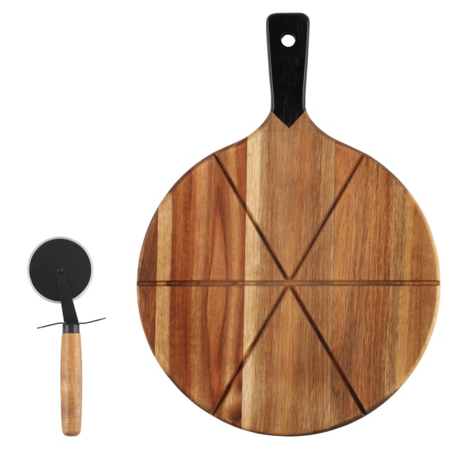 Serveringsfat og pizzakutter