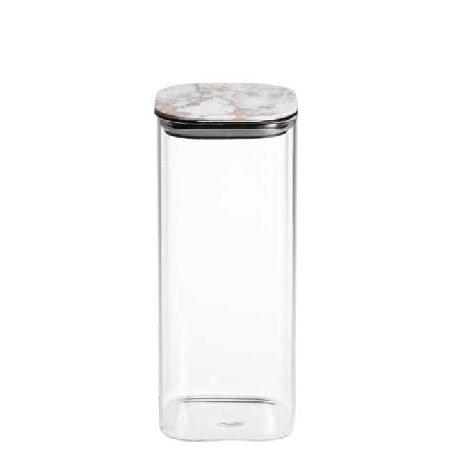 Krukke med lokk i marmor design hvit 1,7L
