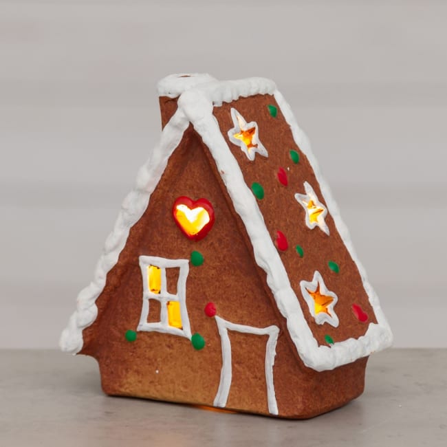 Dekorhus pepperkakehus med LED lys