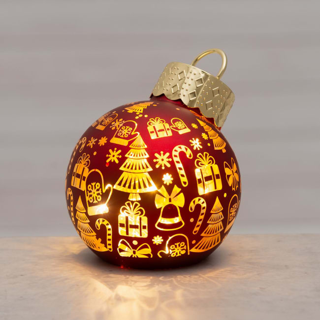 Julekule med LED lys 12 cm Gaver