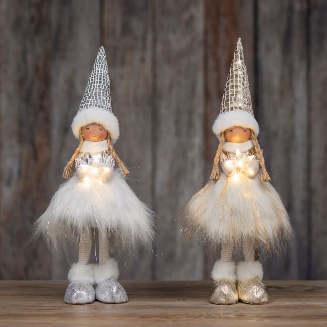 Dekorfigur Engeljente med LED-stjerne 48 cm