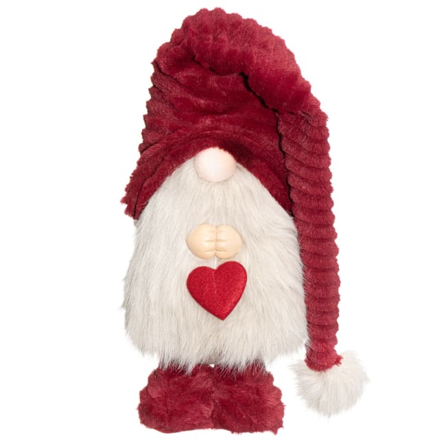 Dekorfigur Alv med hjerte i hånden 36 cm rød