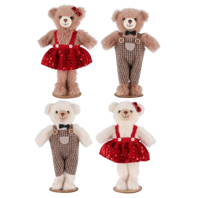 Dekorfigur teddybjørn Stående 15 cm Assortert