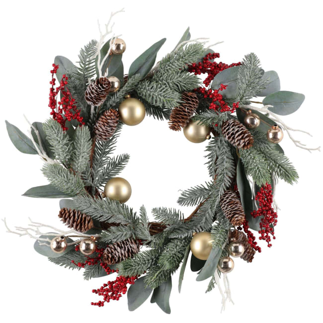 Krans med bær og grankongler 50 cm