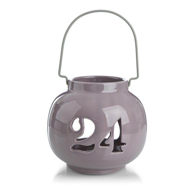 Lyslykt m/utskjæring 24 lilla