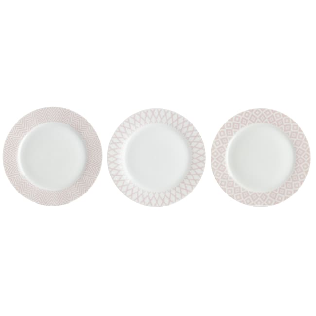 Asjett 3 pk m/ass mønster lys rosa