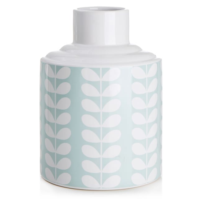 Vase retro blå m/blad H:21,5 cm