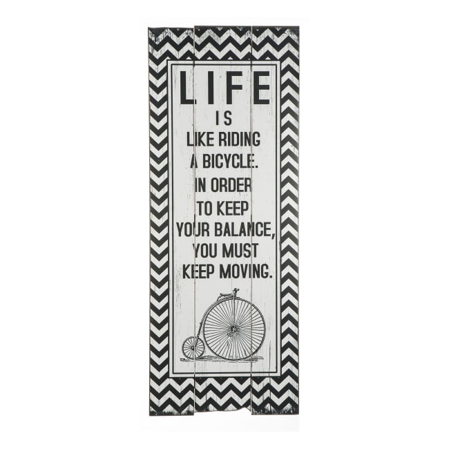 Skilt sort/hvit Life H:91 B:35 cm