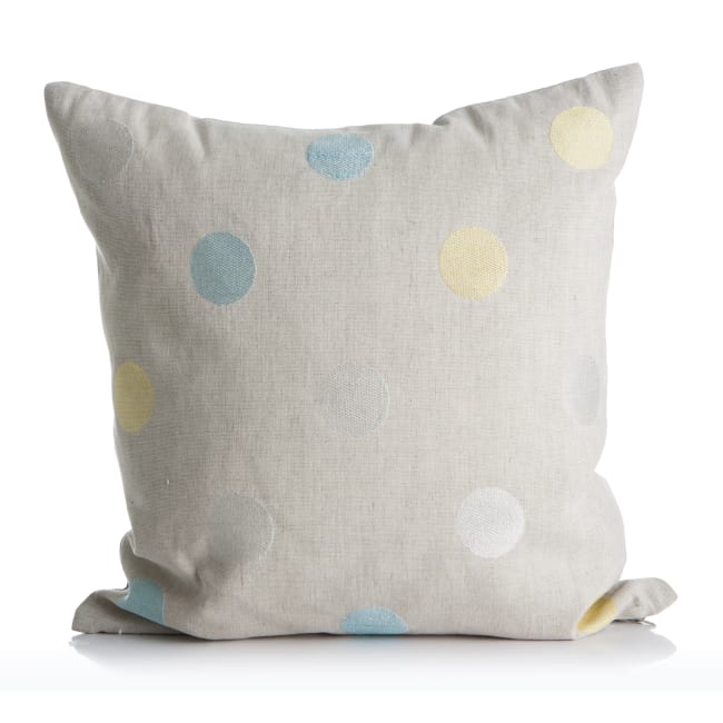 Pute linfarget m/gul og turkise prikker 45x45 cm