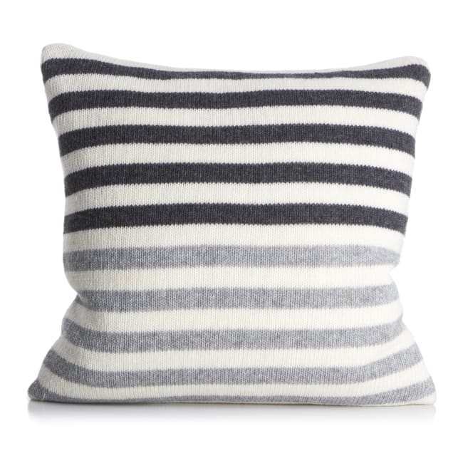 Pute Tinn m/dunfyll i lammeull striper i offwhite/mørk grå/grå 50x50 cm