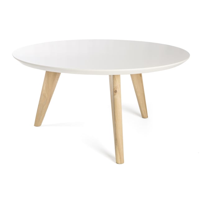 Bord hvit m/ben i ask Ø:80 cm