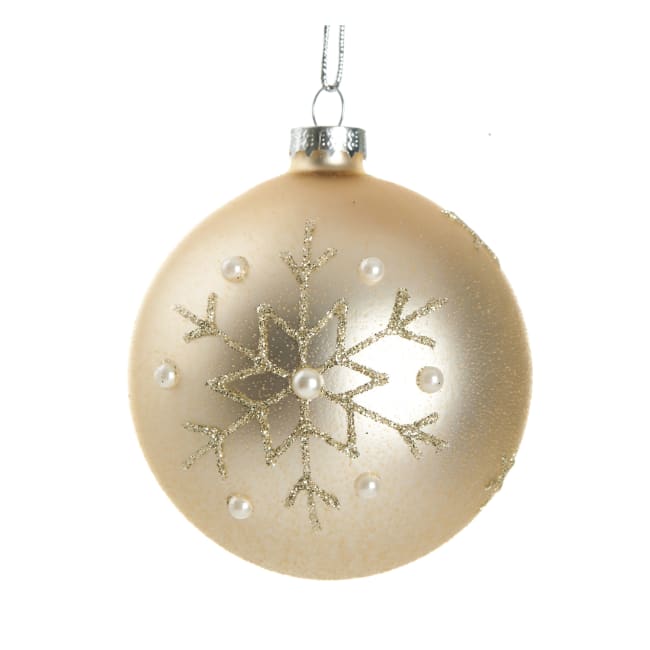 Julekule m/perledekor gull Ø:8 cm