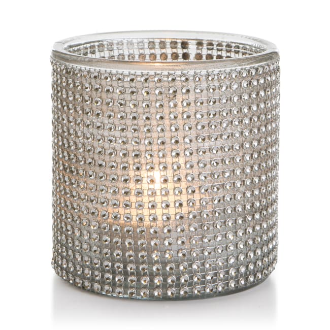 Telysglass m/strass H:12 Ø:12 cm
