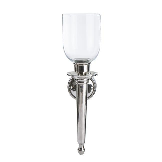 Lysestake til vegg i nikkel m/glasskuppel H:45