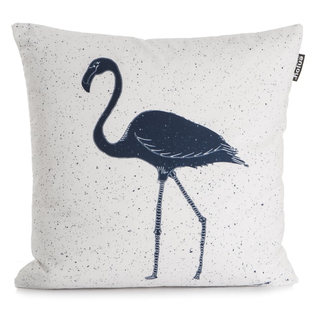 Pute hvit m/mørk blå pelikan 50x50