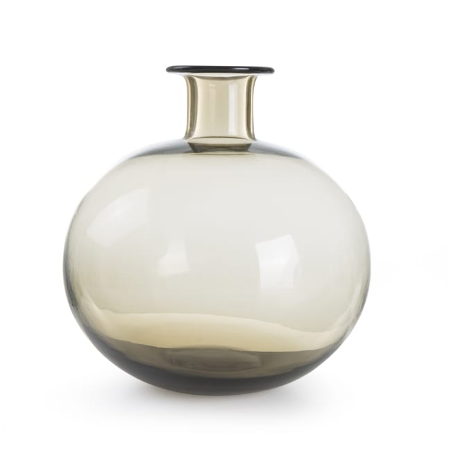 Vase glass rund m/smal hals brun H:21