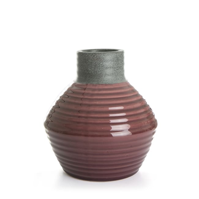 Vase i stengods plomme Ø:20 H:21 cm