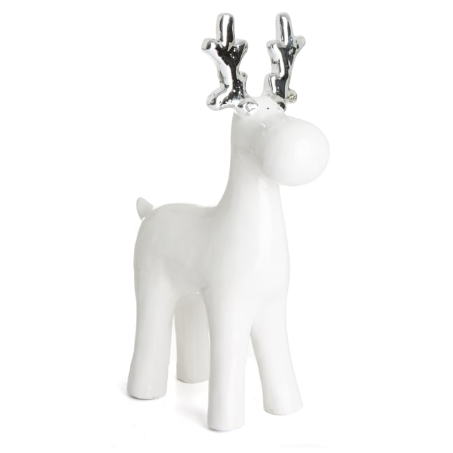 Reinsdyr i porselen m/gevir i sølv H:25,5