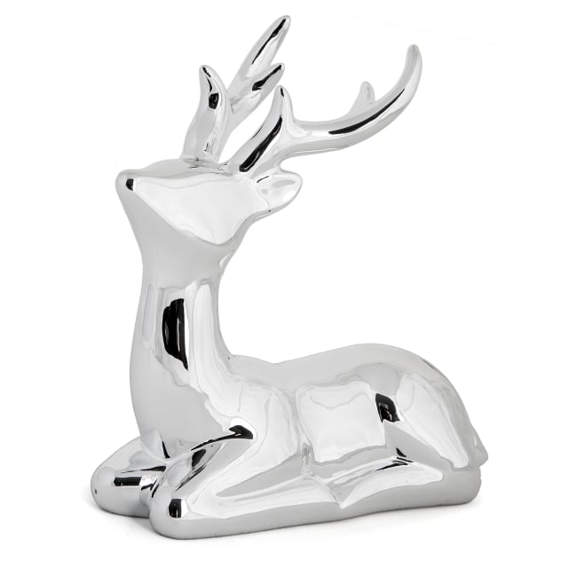 Reinsdyr porselen liggende sølv H:14 cm