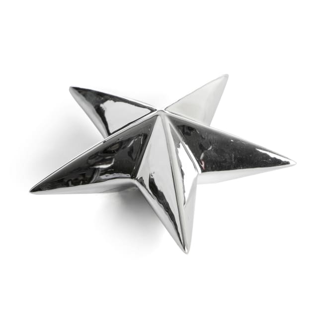 Dekorstjerne porselen sølv H:13 cm