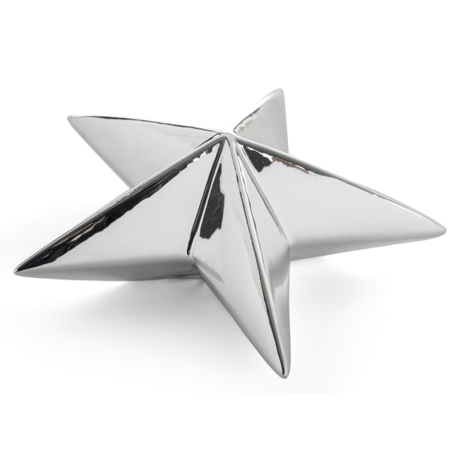 Dekorstjerne porselen sølv H:19 cm