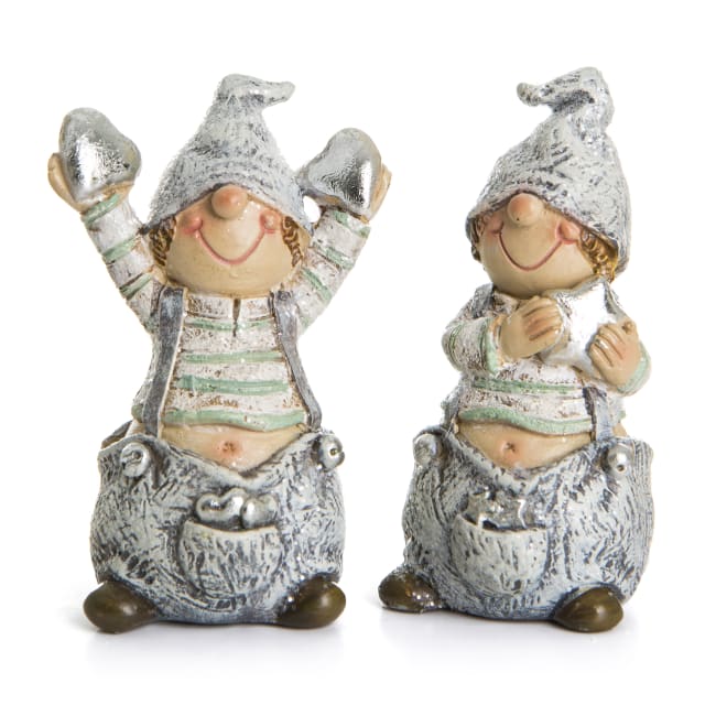 Barn 2 ass polyresin grå/sølv H:6,5