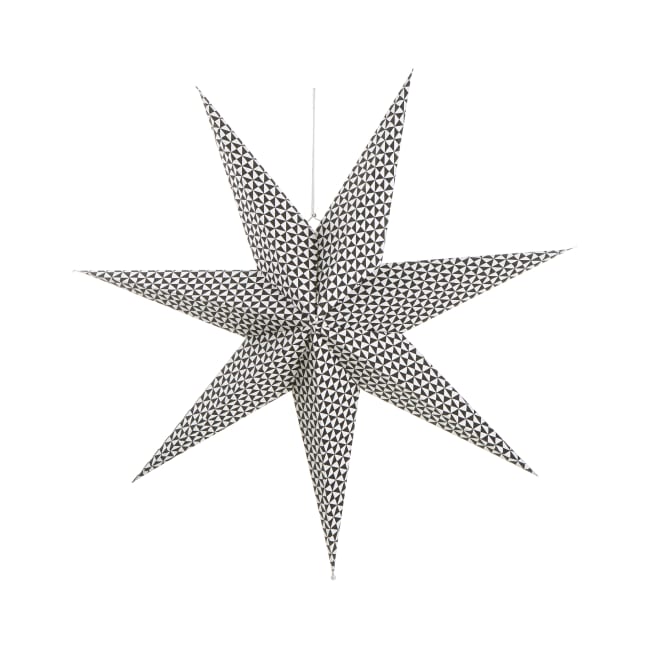 Papirstjerne med mønster 7-armet sort hvit 70cm