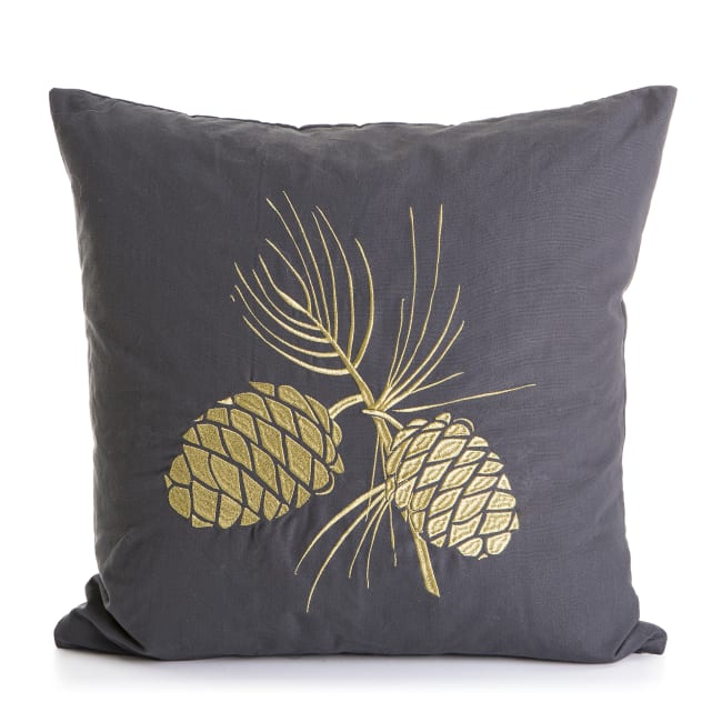 Pute Kongle m/dunfyll gullbroderi grå 50x50 cm