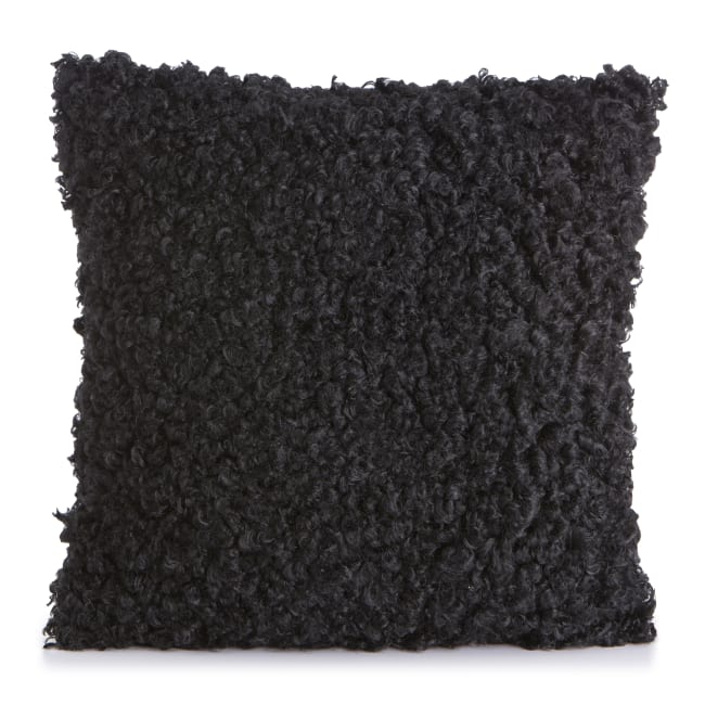 Pute Ulla m/fuskepels sort 45x45 cm