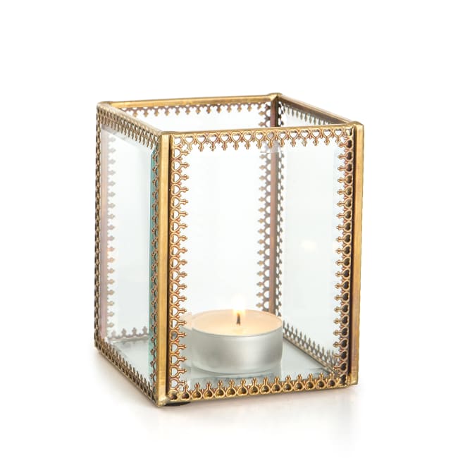 Lysglass Guri m/mønstret gullkant 10 cm