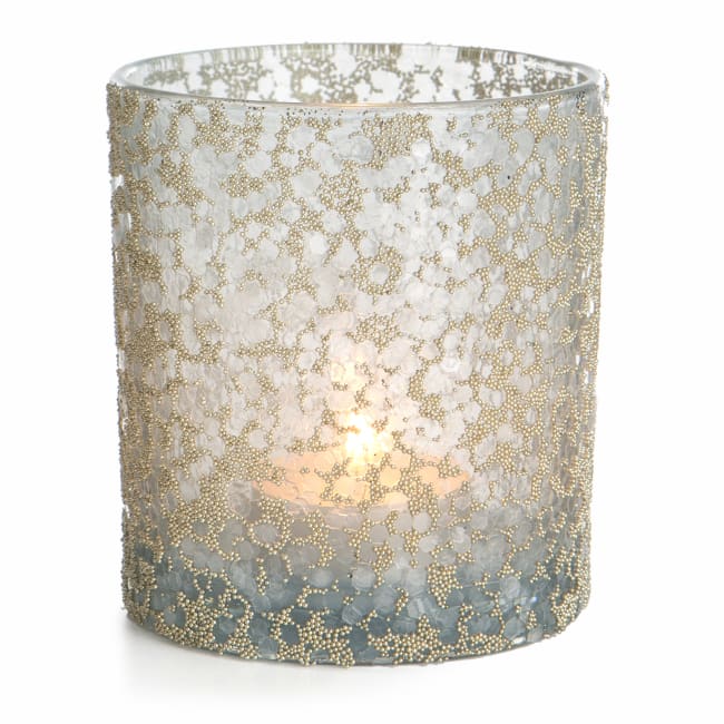 Telysglass Gloria m/glitter lys blå 9 cm