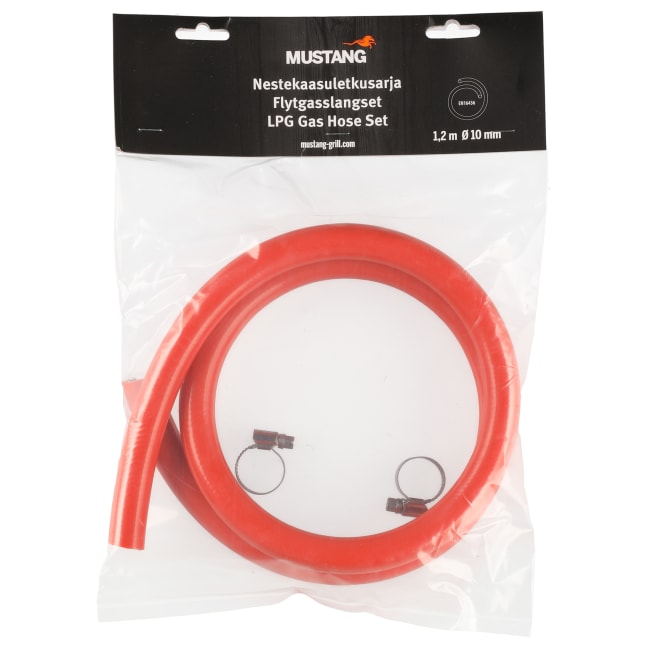 Gassregulatorslange med slangeklemmer 1,2m