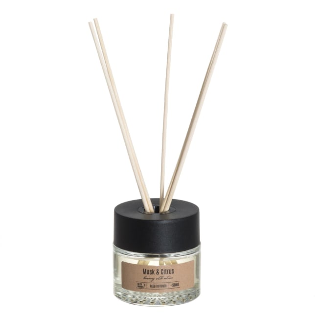 Romduft med pinner musk og sitrus 50ml