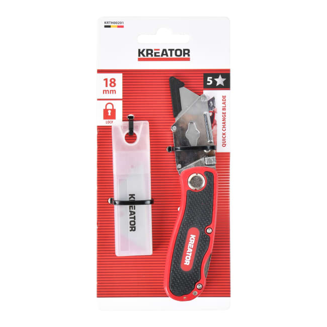 Tapetkniv foldbar med 5 ekstra blad 9 mm Ny