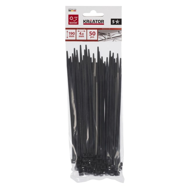 Kabelstrips 50 pk 4,8 x 190 mm sort Ny