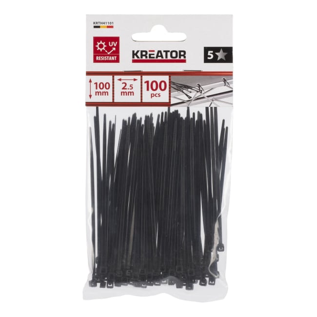 Kabelstrips svart 100 pk 2.5 x 100 mm Ny