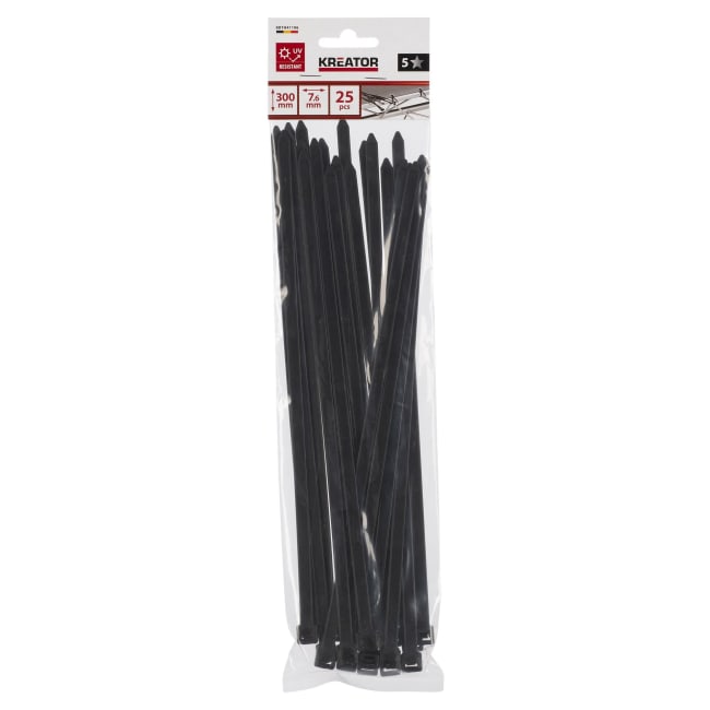 Kabelstrips svarte 25 pk 7,6 x 300 mm Ny
