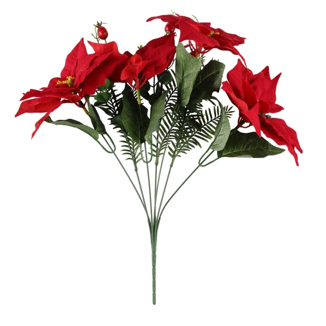 Blomst Julestjerne og bærbukett 41 cm