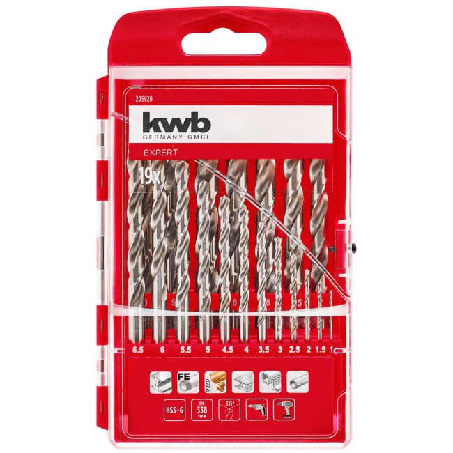 HSS-bor, Silver Star, 1-10 mm i kasse, 19 deler Kwb