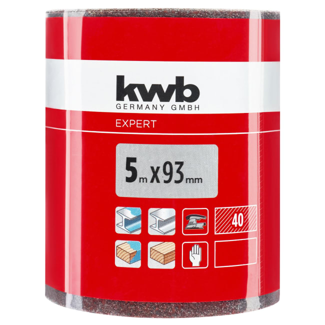 Slipepapir rull 93 mm × 5 m, K40 Kwb