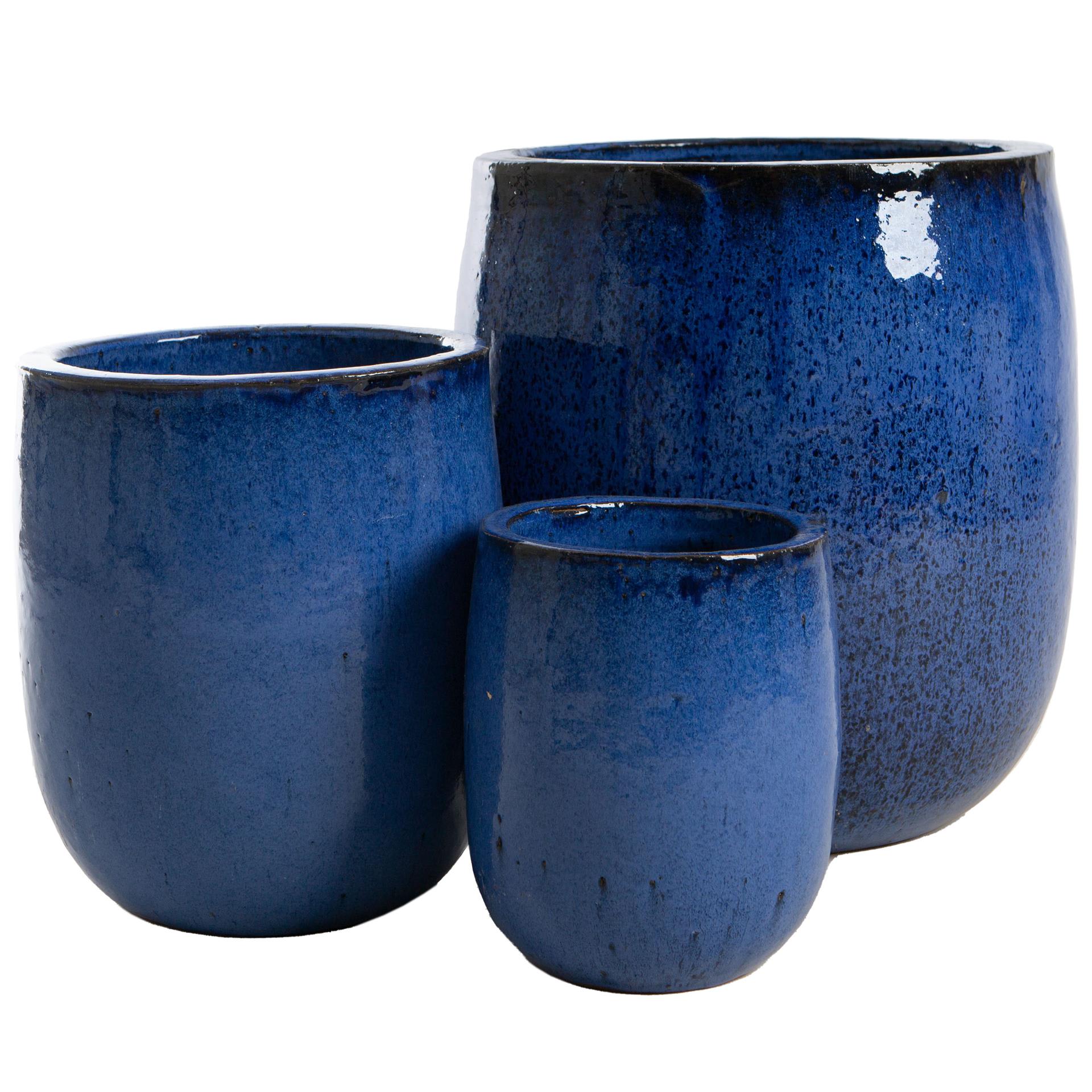Potte sett a 3 blå keramikk d36/26/20h41 Festival.no