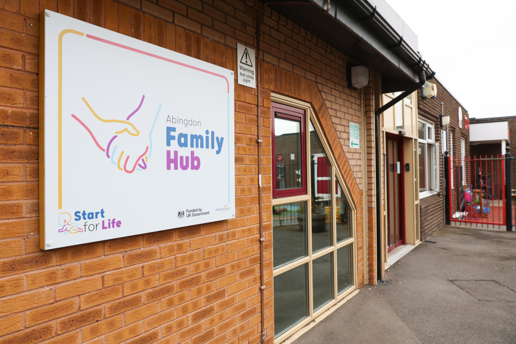 Exterior entrance of Abingdon Family Hub on Abingdon Road, Middlesbrough