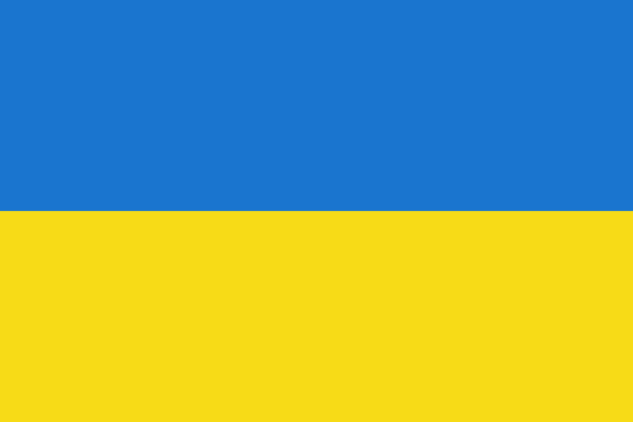 The blue and yellow national flag of Ukraine