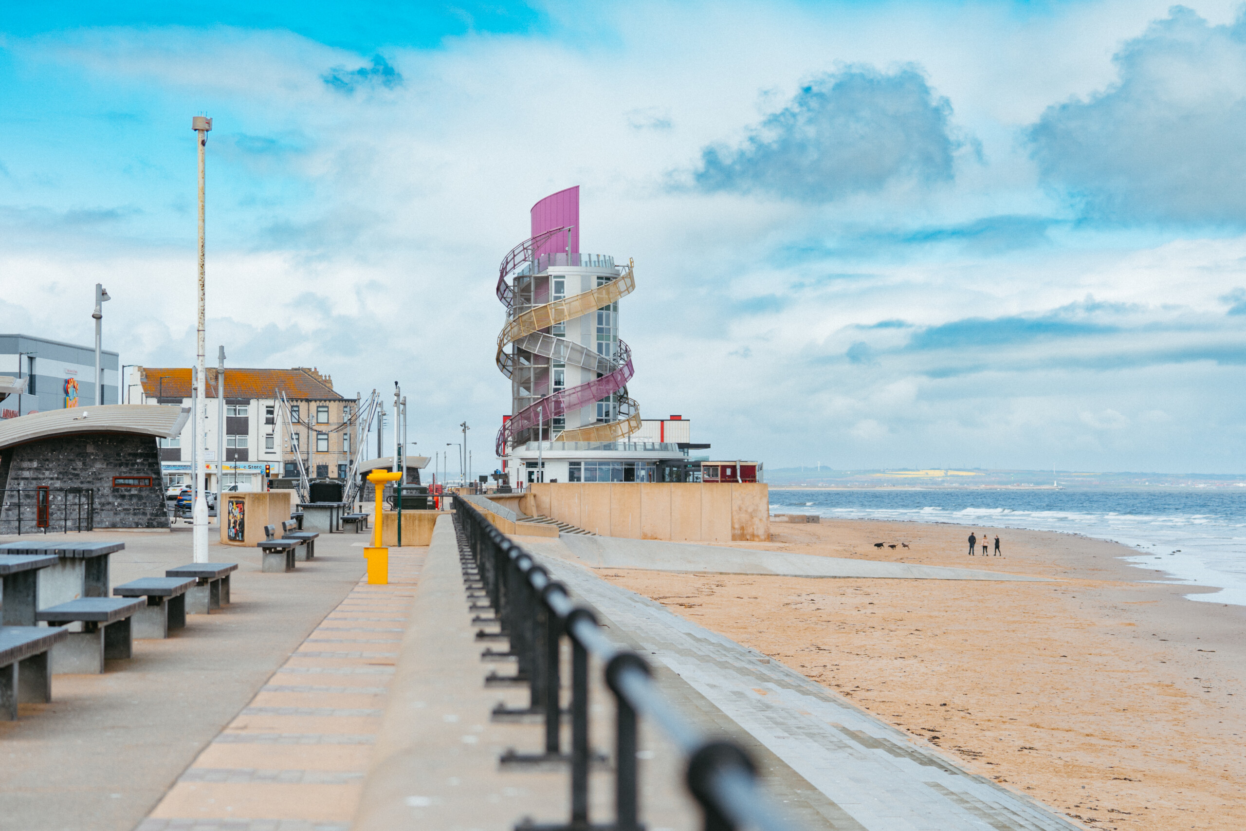 A runner taking part in a road race on Redcar seafront