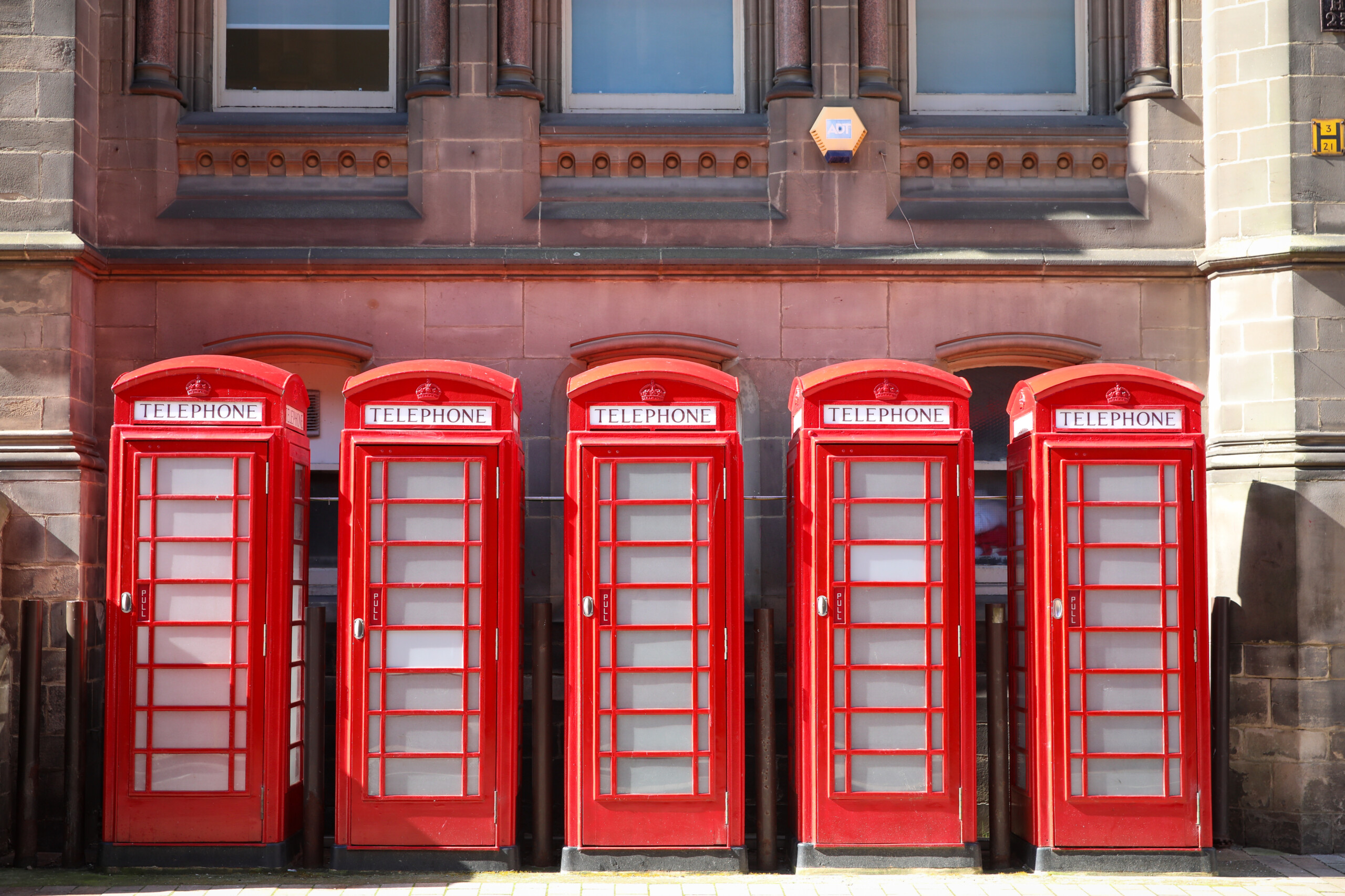 Red telephone boxes in Middlesbrough town centre, used as an illustrative location image for a story about local homelessness support