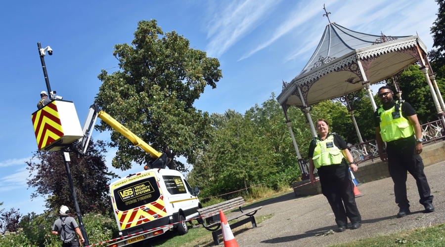 Albert Park in Middlesbrough during installation of new park safety equipment