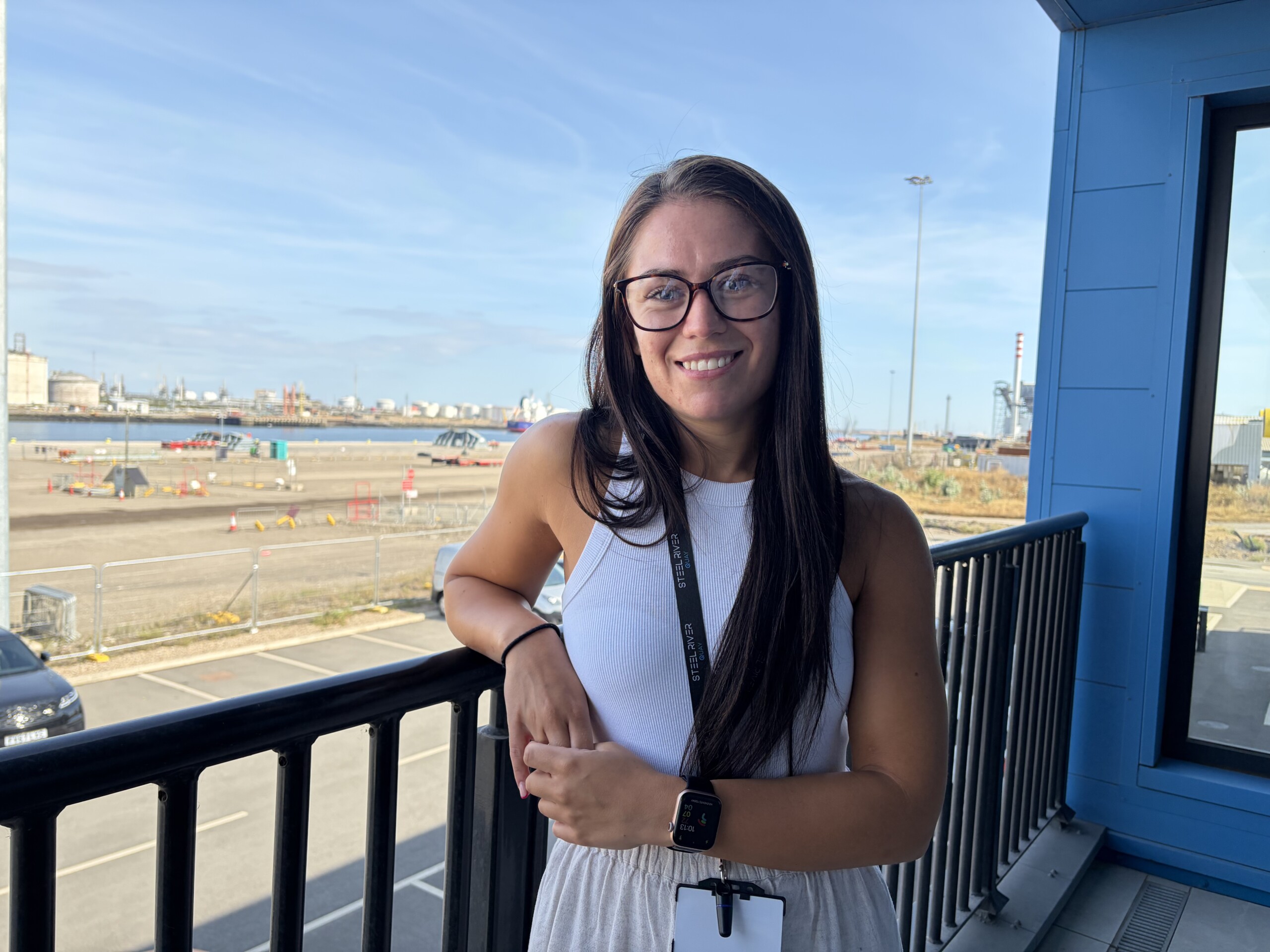 Beth Brockwell at Steel River Quay, where she is developing her leadership and project management skills through apprenticeship levy funding.