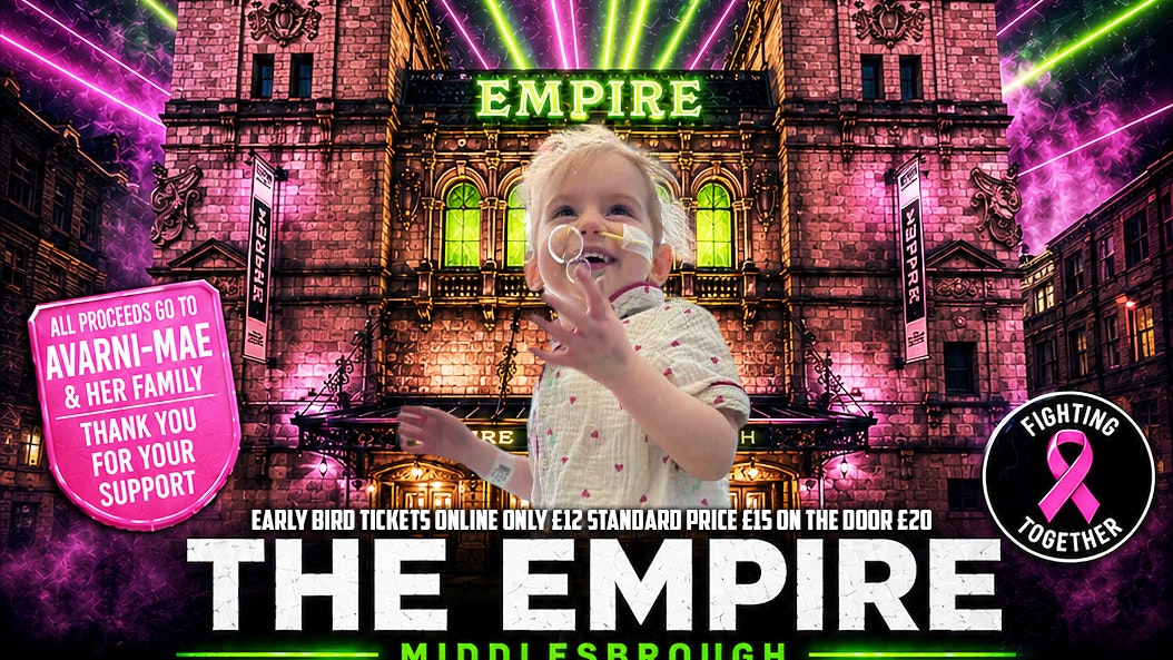 Promotional artwork for the ECHOƎS charity fundraiser at The Middlesbrough Empire supporting Avarni-Mae and her family