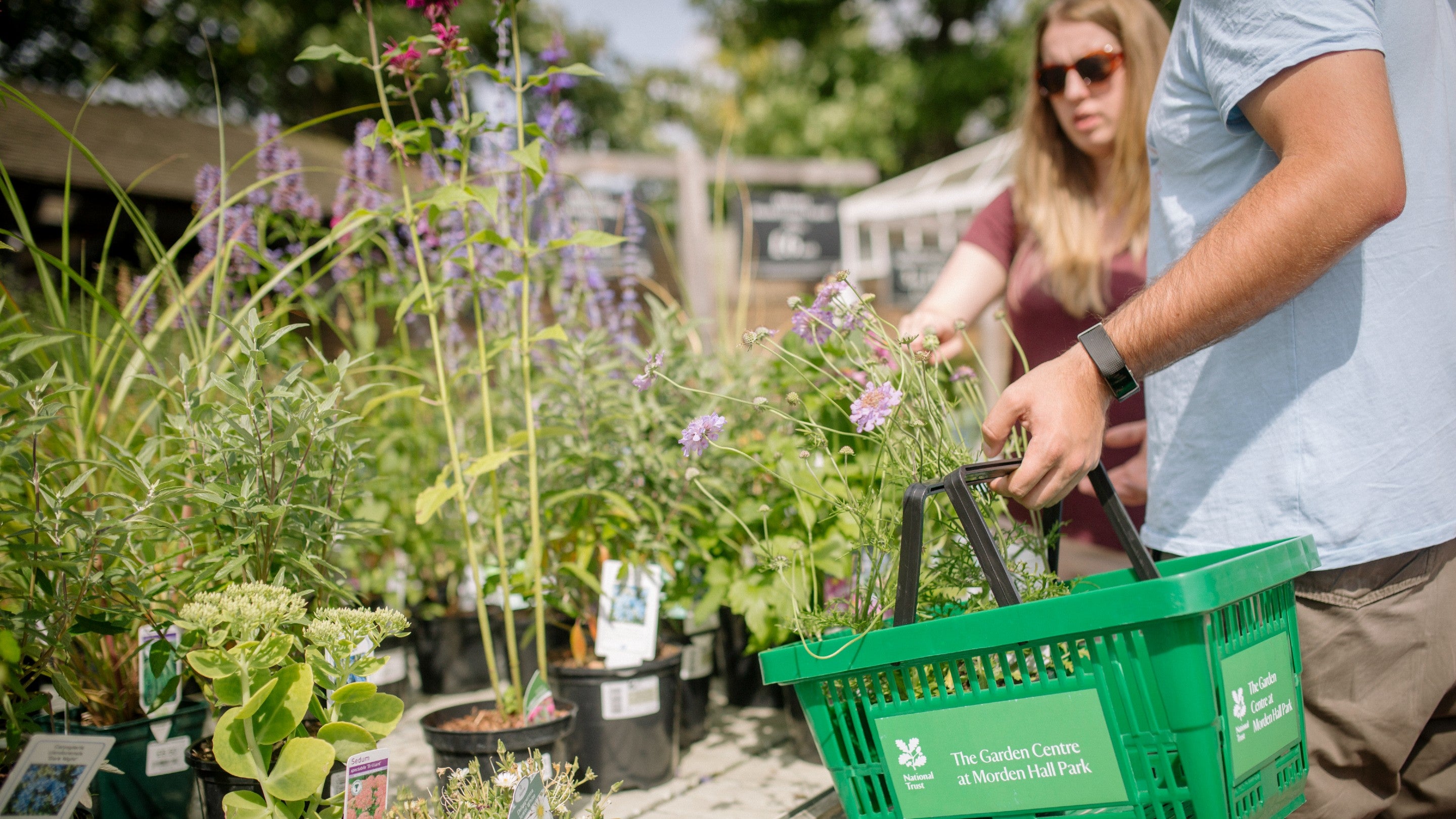 Customers buying plants at Morden Hall Garden Centre